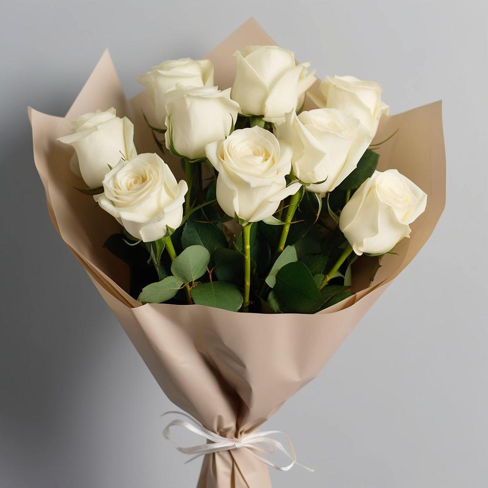 Букет 9 Белых роз Эдлесс Лав в Сергиевской