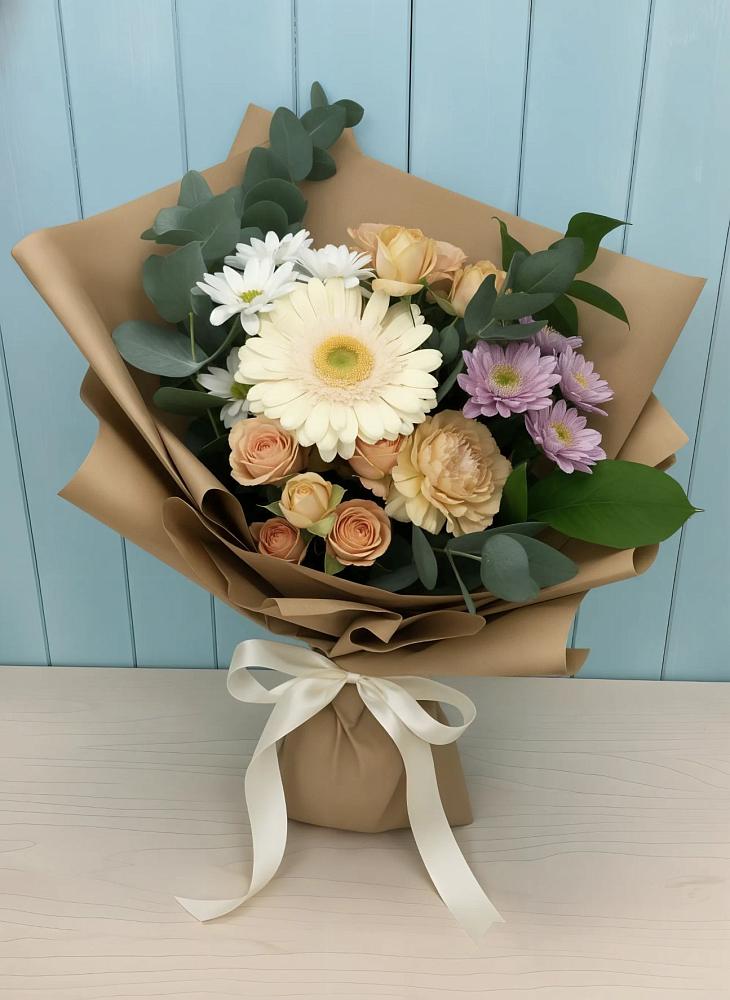 Букет цветов из: Герберы и Хризантемы в Сергиевской