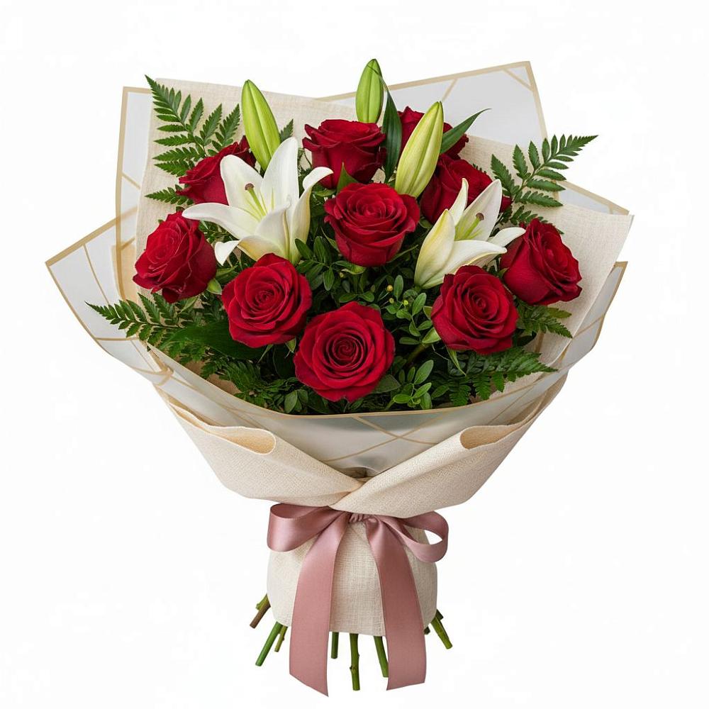 Букет цветов из: Лилии и Розы в Сергиевской