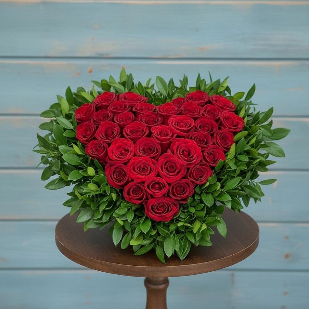 Цветочная композиция из Розы в виде сердца в Сергиевской