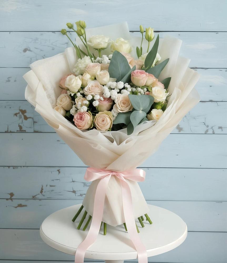 Букет цветов из: Розы и Лизиантусы в Сергиевской